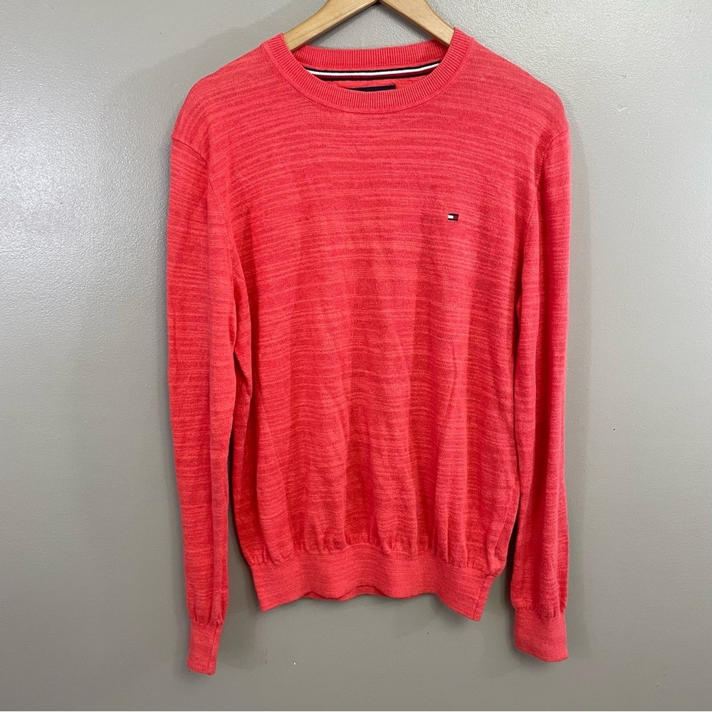 Tommy Hilfiger Coral Linen/Cotton Crewneck Long SL Lightweight Sweater Men S Med